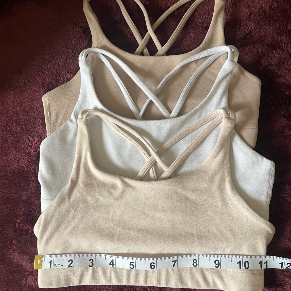 Athleta Neutral Strappy Sports Bras in Cream, White, Beige